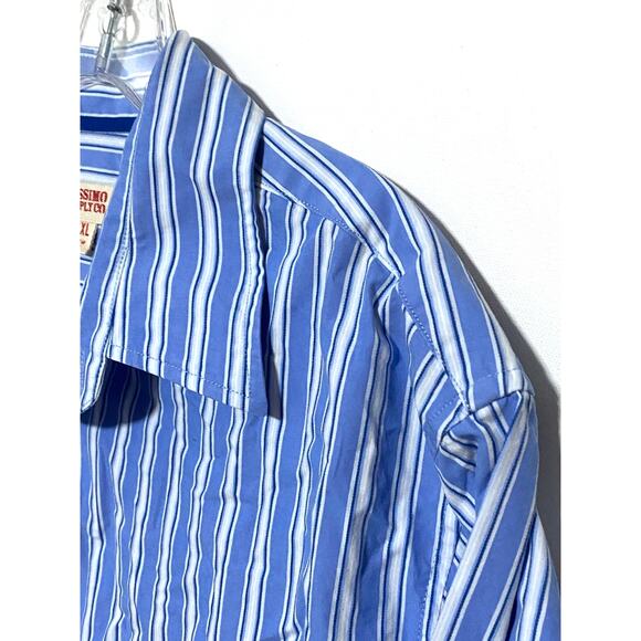 Mossimo Supply Co. Mens XL Blue White Striped Button Down Shirt Pocket Logo - Picture 3 of 6